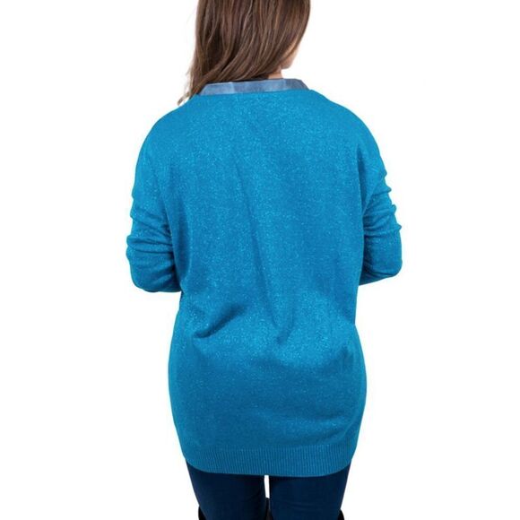 Maglierie Di Perugia V-Neck Acqua Lurex Cardigan - Picture 2 of 3